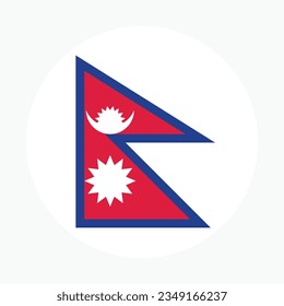 The flag of Nepal. Flag icon. Standard color. Circle icon flag. Computer illustration. Digital illustration. Vector illustration.
