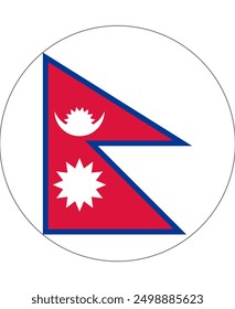 The flag of Nepal. Flag icon. Standard color. Round flag. Computer illustration. Digital illustration. Vector illustration.