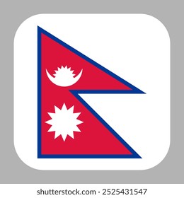 The flag of Nepal. Flag icon. Standard color. flat vector square with rounded corners. Computer illustration. Digital illustration. Vector illustration