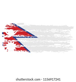 Flag of Nepal the illustration vector on a white background, brush stroke Design Elements