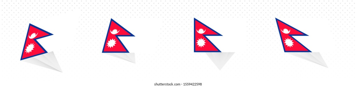 Flag of Nepal in modern abstract design, vector flag set.