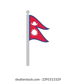 Flagge Nepals auf Flagspole einzeln