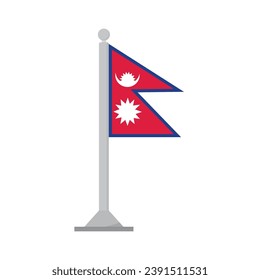 Flagge Nepals auf Flagspole einzeln