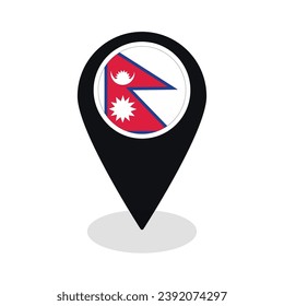 Flag of Nepal flag on map pinpoint icon isolated black color
