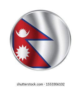 Flag of Nepal as round glossy icon. Simple vector button flag - Nepal.