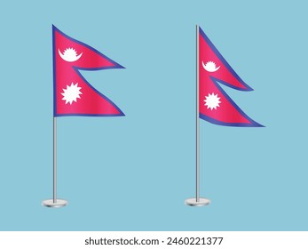 Flag of Nepal with silver pole