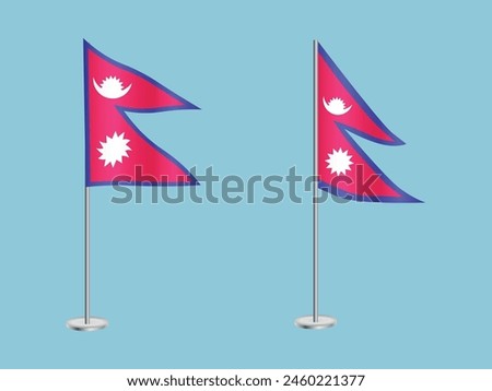Flag of Nepal with silver pole