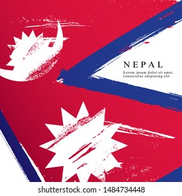 Flag of Nepal. Vector illustration on a white background. Brush strokes are drawn by hand. Independence Day.