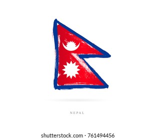 Flag of Nepal. Vector illustration on white background. Beautiful brush strokes. Abstract concept. Elements for design.
