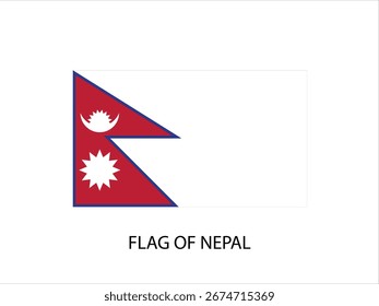 BANDERA DEL VECTOR DE NEPAL, ILUSTRACIÓN TIPOGRAFÍA DE FONDO BLANCO
