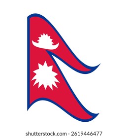Flag of Nepal. Nepal wavy flag digital vector illustration. Fluttering flag.