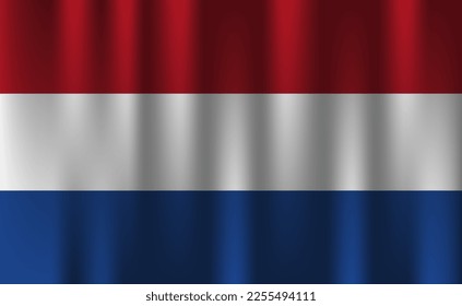 flag of netherland country nation symbol 3d textile satin effect background wallpaper vector