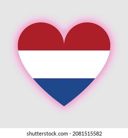 Flag of Netherland in heart. Netherland flag vector.