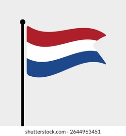 Bandeira dos Países Baixos. Desenho de ícone de ilustração de vetor da bandeira dos Países Baixos. Bandeira de mastro flutuante.