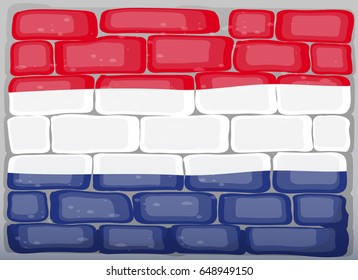 Flag of Netherland painted on brickwall illustration