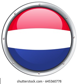 Flag of Netherland in round frame illustration