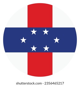 Flag of the Netherlands Antilles. Button flag icon. Standard color. Circle icon flag. Computer illustration. Digital illustration. Vector illustration.