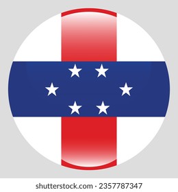 Flag of the Netherlands Antilles. Button flag icon. Standard color. Circle icon flag. 3d illustration. Computer illustration. Digital illustration. Vector illustration.