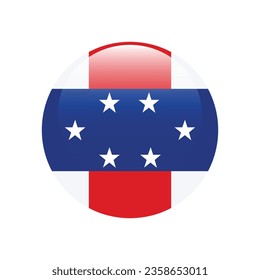 Flagge der Niederländischen Antillen. Button-Flag-Symbol. Standardfarbe. Circle Icon Flag. 3D-Abbildung. Computergrafik. Digitale Illustration. Vektorgrafik.