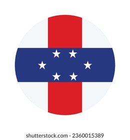 Bandera de las Antillas Neerlandesas. Icono de indicador de botón. Color estándar. Indicador de icono de círculo. Ilustración del equipo. Ilustración digital. Ilustración vectorial.