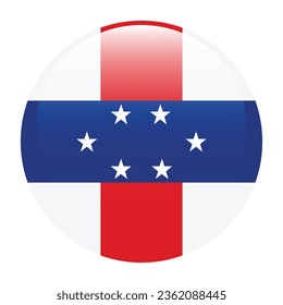 Flag of the Netherlands Antilles. Button flag icon. Standard color. Circle icon flag. 3d illustration. Computer illustration. Digital illustration. Vector illustration.