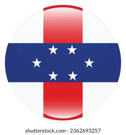 Flag of the Netherlands Antilles. Button flag icon. Standard color. Circle icon flag. 3d illustration. Computer illustration. Digital illustration. Vector illustration.