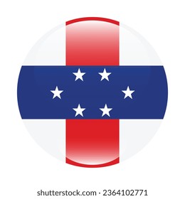 Flag of the Netherlands Antilles. Button flag icon. Standard color. Circle icon flag. 3d illustration. Computer illustration. Digital illustration. Vector illustration.
