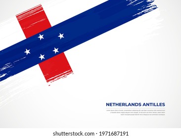 Flag of Netherlands Antilles with creative painted brush stroke texture background