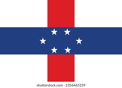 Flag of the Netherlands Antilles. Flag icon. Standard color. Standard size. A rectangular flag. Computer illustration. Digital illustration. Vector illustration.