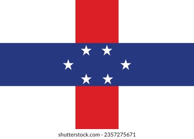 Flag of the Netherlands Antilles. Flag icon. Standard color. Standard size. A rectangular flag. Computer illustration. Digital illustration. Vector illustration.