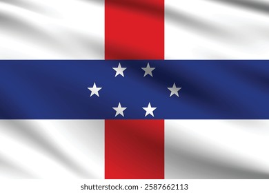 Flag of Netherlands Antilles. Netherlands Antilles flag official colors and proportion digital vector illustration. Waving flag.