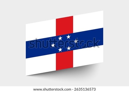 Flag of Netherlands Antilles. Netherlands Antilles flag official colors tilted icon digital vector illustration design.