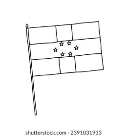 Flagge der Niederländischen Antillen. Vektorgrafik, handgezeichnet schwarz-weißes Flag.