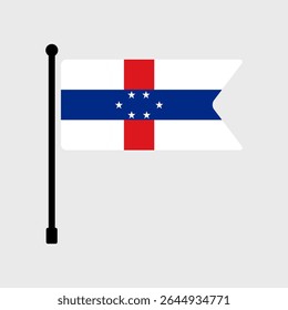 Bandeira das Antilhas Holandesas. Bandeira das Antilhas Holandesas vetor ilustração ícone design. Ícone do sinalizador de polo.