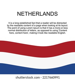 Flag of Netherlands for banner in square white background. Netherlands flag with space for text. Netherlands square banner with flag. vector illustration eps10