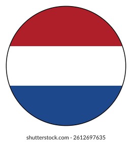 Flag of Netherlands. Black edge. Netherlands circle flag logo icon computer vector illustration design.