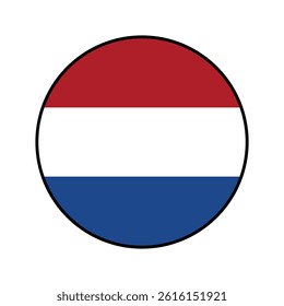 Flag of Netherlands. Black edge. Netherlands circle flag logo icon computer vector illustration design.