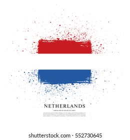 Flag of Netherlands, brush stroke background