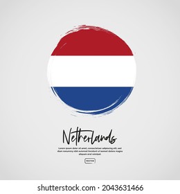 Bandera de los Países Bajos con efecto de pincel y texto