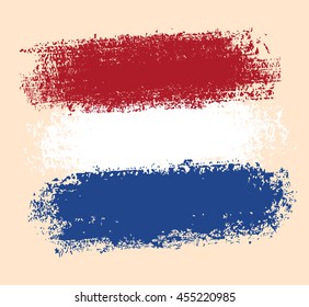 Flag of Netherlands from brush strokes in grunge style