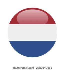 Flag of the Netherlands. Button flag icon. Standard color. Circle icon flag. 3d illustration. Computer illustration. Digital illustration. Vector illustration.