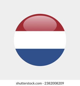 Flag of the Netherlands. Button flag icon. Standard color. Circle icon flag. 3d illustration. Computer illustration. Digital illustration. Vector illustration.