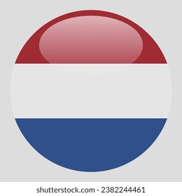 Bandera de los Países Bajos. Icono de indicador de botón. Color estándar. Indicador de icono de círculo. 3 quinquies ilustración. Ilustración del equipo. Ilustración digital. Ilustración vectorial.