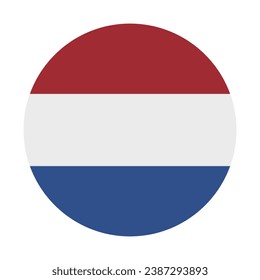 Flag of the Netherlands. Button flag icon. Standard color. Circle icon flag. Computer illustration. Digital illustration. Vector illustration.