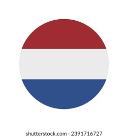 Flag of the Netherlands. Button flag icon. Standard color. Circle icon flag. Computer illustration. Digital illustration. Vector illustration.