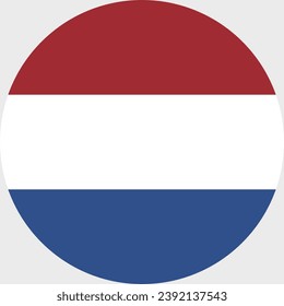 Flag of the Netherlands. Button flag icon. Standard color. Circle icon flag. Computer illustration. Digital illustration. Vector illustration.