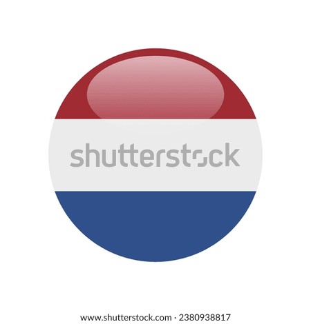 Flag of the Netherlands. Button flag icon. Standard color. Circle icon flag. 3d illustration. Computer illustration. Digital illustration. Vector illustration.