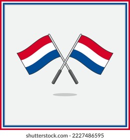 Flag of Netherlands Cartoon Vector Illustration. Netherlands Flag Flat Icon Outline