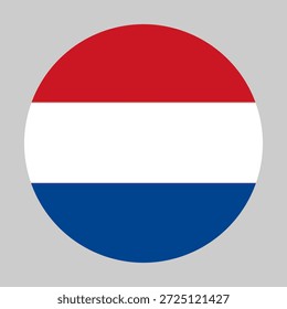 Flagge der Niederlande in Kreisform mit genauen Proportionen und offiziellen Farben