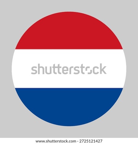 Flag of Netherlands in circular shape with accurate proportions and official colors